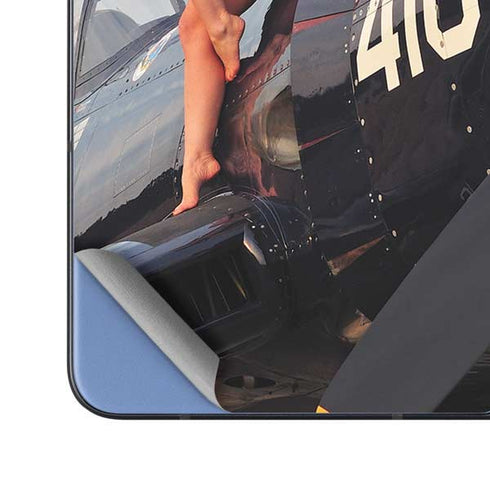 1940s Navy Pin-Up Girl On Corsair Fighter Plane Galaxy Z Fold5 5G Skin